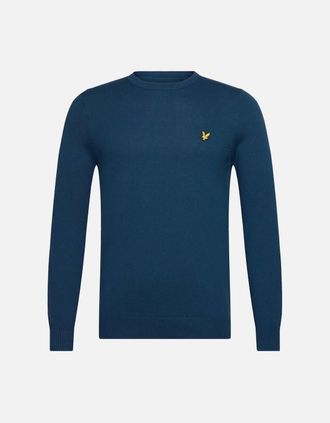 Lyle & Scott Mens Lyle & Scott Cotton Merino Crew Neck Jumper Apres Navy Blue Sweater - Size: 40