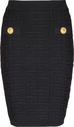 Balmain Monogram knit skirt - Dames - Korte rokken - Zwart - S - Rokken