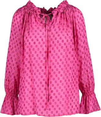 L'autre Chose Metallic Viscose Blouse - Dames - Blouses - Roze - 2XS - Overhemden