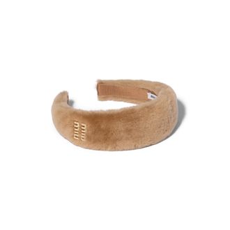 Miu Miu Shearling Headband, Woman, Caramel