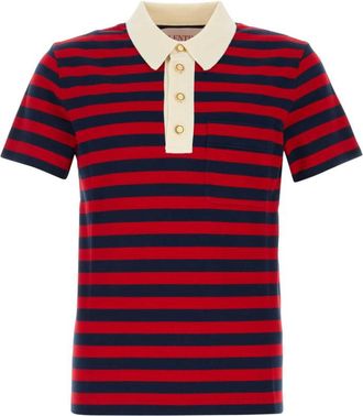 Valentino Garavani Multi Color Striped Cotton Polo