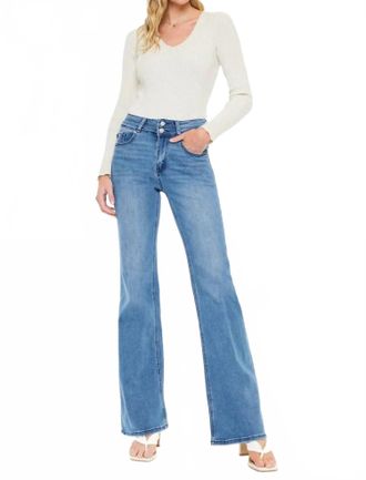 Kancan Onyx Essentials Ultra High Rise Wide Flare Jeans In Blue