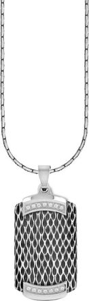 American Exchange Stainless Steel Crystal Dog Tag Necklace in Silver/Silver at Nordstrom Rack