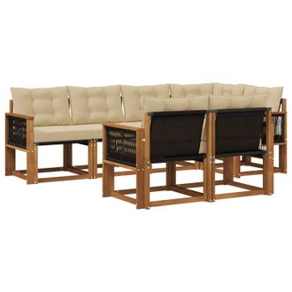 vidaXL Conjunto De Sof&aacute;s De Exterior Con Coj&iacute;n 7 Pcs Natural Y Beige Vidaxl