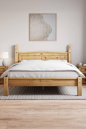 Home Discount Vida Designs Corona Bed Low Foot End & Memory Foam Spring Mattress in Brown | Size: King