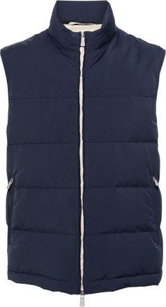 Eleventy zip quilted gilet - men - Polyester/Wool/Polyamide/Goose Down/Goose Feather - 50 - Blue