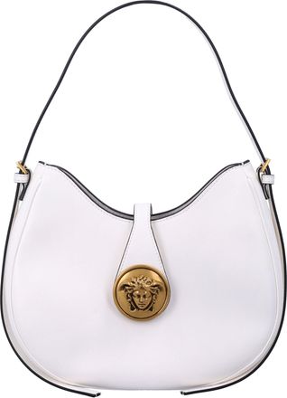 Versace Small Hobo Curved Medusa Leather Shoulder Bag
