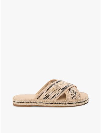 Tommy Hilfiger Womens Cross-Strap Raffia Espadrille Sandal - Beige - US 6.5 / EU 37
