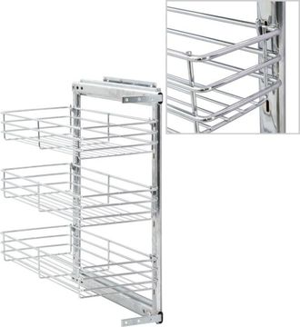 vidaXL Cestino da Cucina in Rete a 3 Livelli Argento 47x25x56 cm - Vidaxl