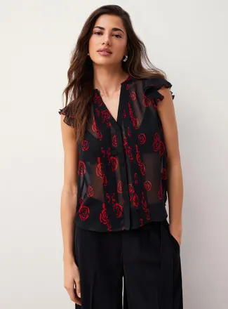 Icone Womens Delicate pleating sheer chiffon blouse