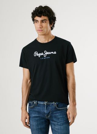 Pepe Jeans London Rundhalsshirt PEPE JEANS EGGO, Herren, Gr. XXL (58/60), schwarz, Jersey, Obermaterial: 100% Baumwolle, bedruckt, normal normal, Rundhals, Shirts Rundh