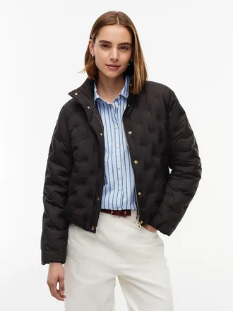 Tommy Hilfiger Womens Water-Repellent Quilted Down Jacket - Black - XS