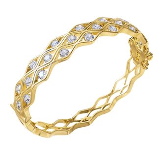 Diamond2Deal 14k Yellow Gold 4.50 Carat Round Lab Grown Diamond Bangle Bracelet 7