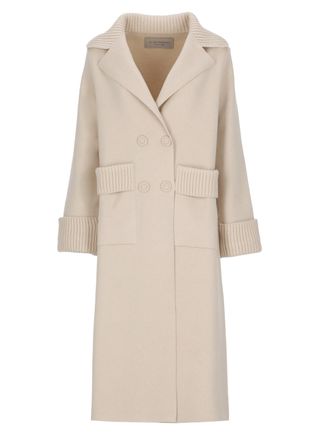 D.exterior Beige Wool Double-Breasted Coat