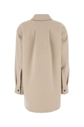 Loewe Womens Sand Flannel Shirt Lightbeigemelange Exterior: Wool Cashmere Camicie