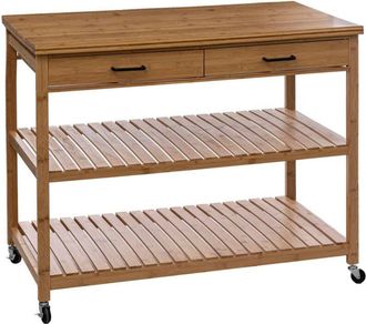 5five Simply Smart 5five Simply Smart - Isla linha de bambú de 2 niveles con 2 cajones - 5five