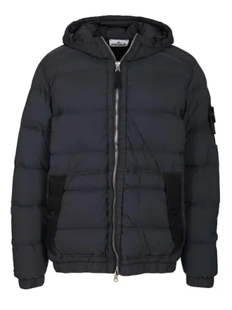 Stone Island Piumino Con Cappuccio Giacche Blu-Uomo