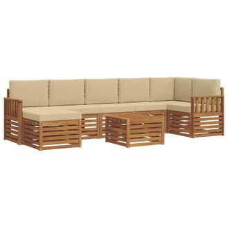 vidaXL Conjunto De Sof&aacute;s De Exterior Con Coj&iacute;n 8 Pcs Natural Y Beige Vidaxl