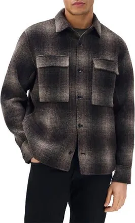 Rag & Bone Austin Plaid Wool Blend Flannel Button-Up Shirt Jacket in Brown Plaid at Nordstrom Rack, Size X-Large