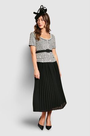 Coast Tweed Bodice Pleated Skirt Dress in Mono at Nordstrom, Size 12