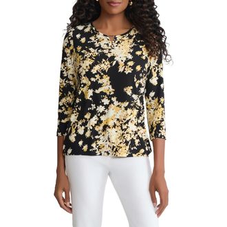 Jones New York Bar Keyhole Top in J Black/Cornsilk Multi at Nordstrom, Size X-Small