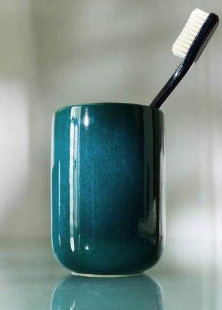 Mango Bicchiere spazzolino da denti gres blu petrolio - Home - Taglia unica - MANGO HOME