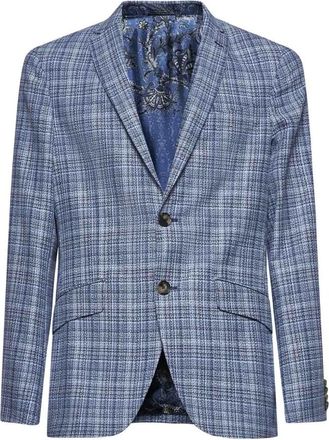 Etro Etro, Blazers, male, Blue, Size: L Blue Wool Cotton Jacket