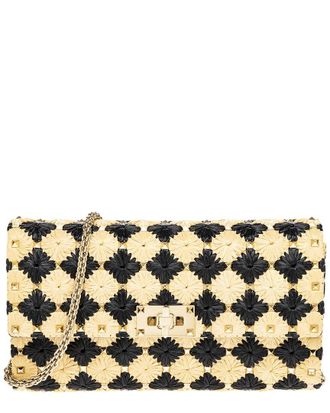 Valentino Rockstud Raffia Clutch