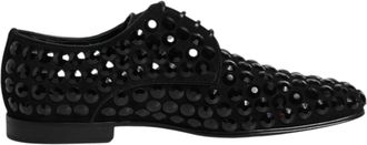 Dolce & Gabbana Zwarte Su&egrave;de Strass Derby Formele Schoenen