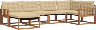 vidaXL Conjunto De Sof&aacute;s De Exterior 6 Uds. Natural Y Beige Vidaxl