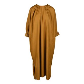 Max Mara Damesjurk - Dames - Casual kleedjes - Bruin - 2XS - Katoen - Kleedjes