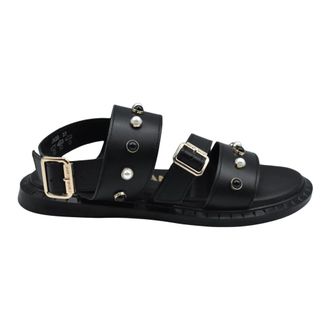 Janet & Janet Flat Sandals - female - Janet & Janet - Flat Sandals - Black - 7 UK - Shoes