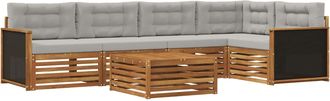 vidaXL Conjunto De Sof&aacute;s De Exterior 6 Uds. Natural Y Gris Claro Vidaxl