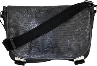 Gucci Pre-owned Messenger GG Supreme Medium Double Buckle Flap Schoudertas Crossbody - Heren - Vintage Schoudertas - Zwart - ONE Size - Vintage