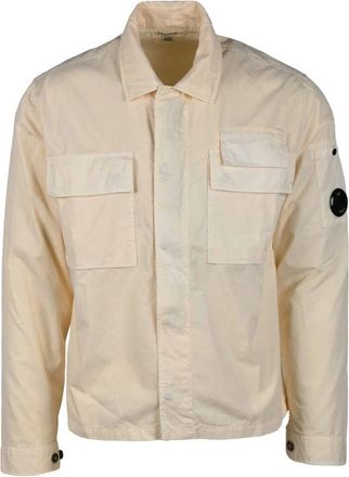 C.P. Company Katoenen Overhemd - Heren - Zomerjassen - Beige - 2XL - Katoen - Jassen