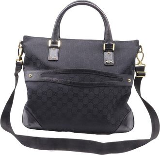 Gucci Black Coated/Waterproof Canvas 2-Way Tote (Authentic Pre-Loved)