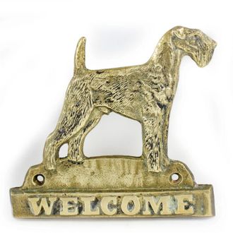 OEM Airedale Terrier, Waterside Terrier: Placa De Bienvenida De Lat&oacute;n Con Un Perro, Placa De Bienvenida &Uacute;nica Con La Inscripci&oacute;n Welcome De Art-dog