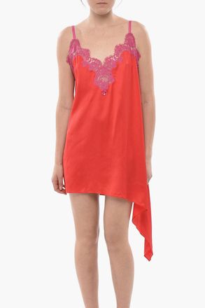 Dsquared2 Satin Slip Dress with Lace Detail Dsquared2