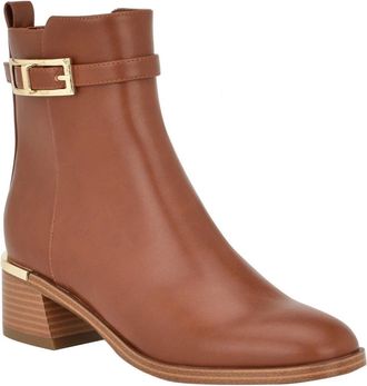 Calvin Klein Jallis Boots Womens Brown Block Heel Dress Bootie LION98