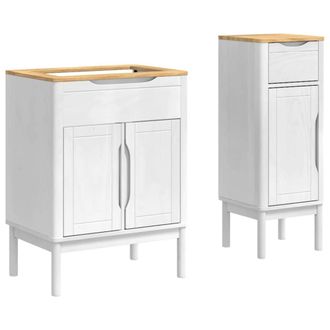 vidaXL Juego De Muebles De Ba&ntilde;o Floro 2 Pcs Madera De Pino Macizo Vidaxl