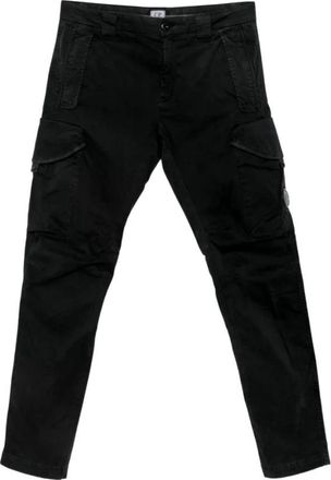 C.P. Company Cargobroek van Elastisch Katoen Satijn - Heren - Slim Fit Broeken - Zwart - L - Katoen - Broeken