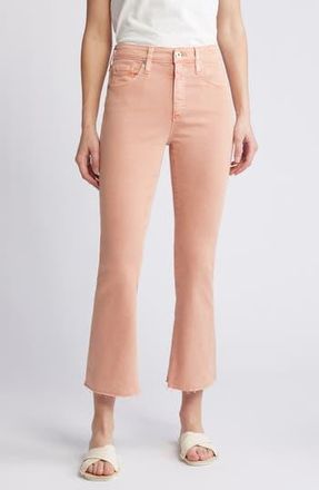 AG - Adriano Goldschmied Farrah High Waist Raw Hem Crop Bootcut Jeans in Sulfur Pink Peach at Nordstrom Rack, Size 23