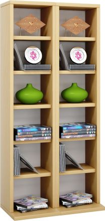 ebuy24 Ebuy24 - Soporte De Dvd De Cd De Madera Vcm Estante De Cd Con Espacio Para 204 Cd O 72 Dvd O 40-videos Dimensiones: Al. 92 X An. 42 X T. 20 Cm Estante