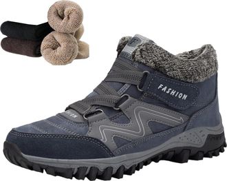 Generic Comfort Orthopedic Boots, Winter Snow Boots with Warm Fur Lined Anti-Slip Hiking Ankle Booties Walking Trekking Shoes (Blue, M, Adult, Women, 3.5, Num