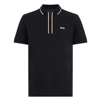 HUGO BOSS Hugo, Polo Shirts, male, Black, Size: 2XL Cotton Polo with Zip