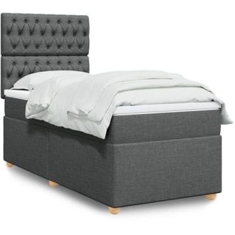 vidaXL Vidaxl - Cama Box Spring Con Colch&oacute;n Tela Gris Oscuro 80x200 Cm