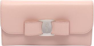 Ferragamo Pink Leather Long Wallet (Bi-Fold) (Pre-Owned)