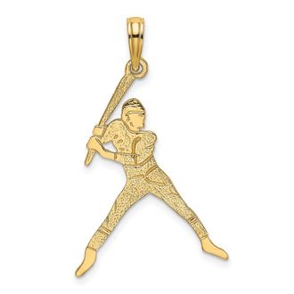 Diamond2Deal 14k Yellow Gold Baseball Batter Charm