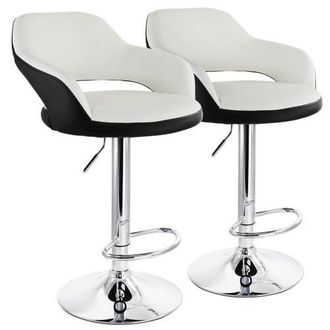 Elama 2 Piece Tufted Faux Leather Two Tone Adjustable Bar Stool in Black at Nordstrom