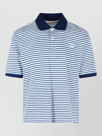 Marni linen blend polo shirt striped collar